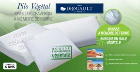 traversin drouault pilo végétal à mémoire de forme enrichie en huile végétale (housse végétale) fabrication française